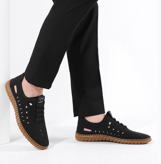 Summer Autumn Men's Casual Sandals Breathable Soft Upper Leather Flat Bottom Baotou Beach Shoes with Hollow Holes Sandals ⭐️⭐️⭐️⭐️☆ (737 reviews)
