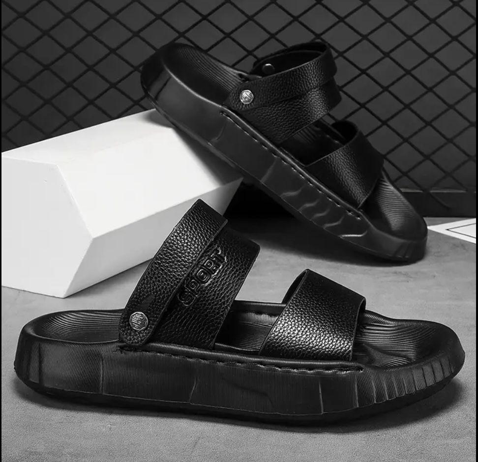 Men's Comfort Fit Dual Strap Sandals – Vegan Leather, Slip-Resistant          ⭐️⭐️⭐️⭐️☆ (324 reviews)