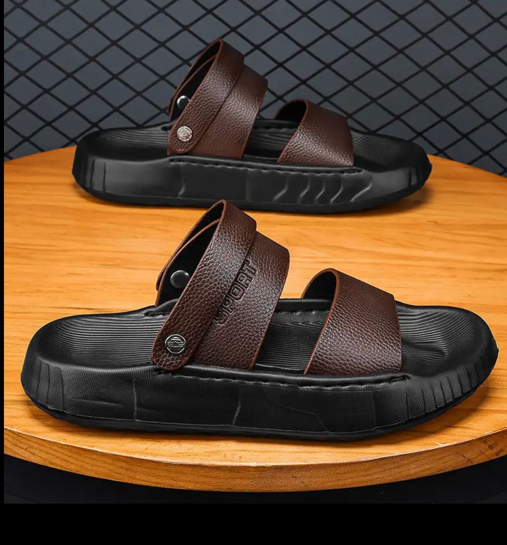 Men's Comfort Fit Dual Strap Sandals – Vegan Leather, Slip-Resistant          ⭐️⭐️⭐️⭐️☆ (324 reviews)
