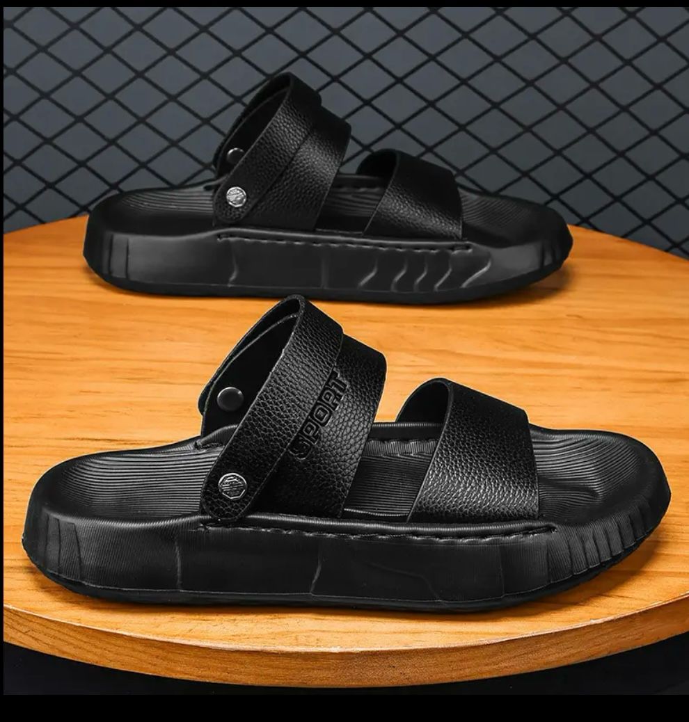 Men's Comfort Fit Dual Strap Sandals – Vegan Leather, Slip-Resistant          ⭐️⭐️⭐️⭐️☆ (324 reviews)