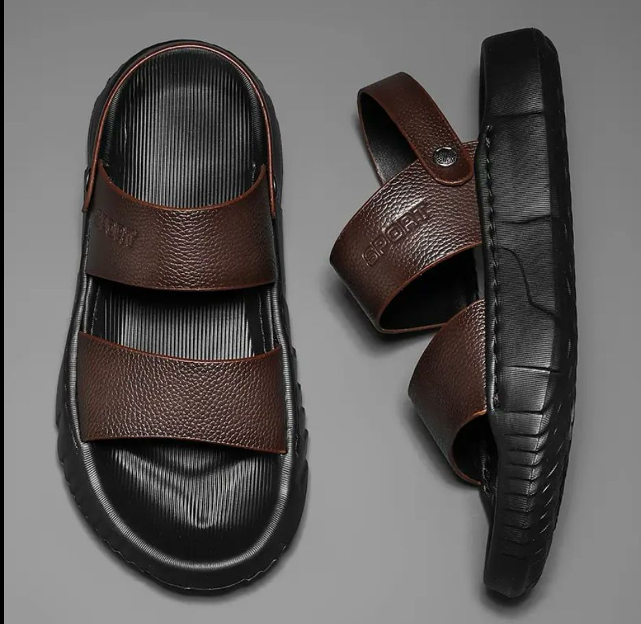 Men's Comfort Fit Dual Strap Sandals – Vegan Leather, Slip-Resistant          ⭐️⭐️⭐️⭐️☆ (324 reviews)