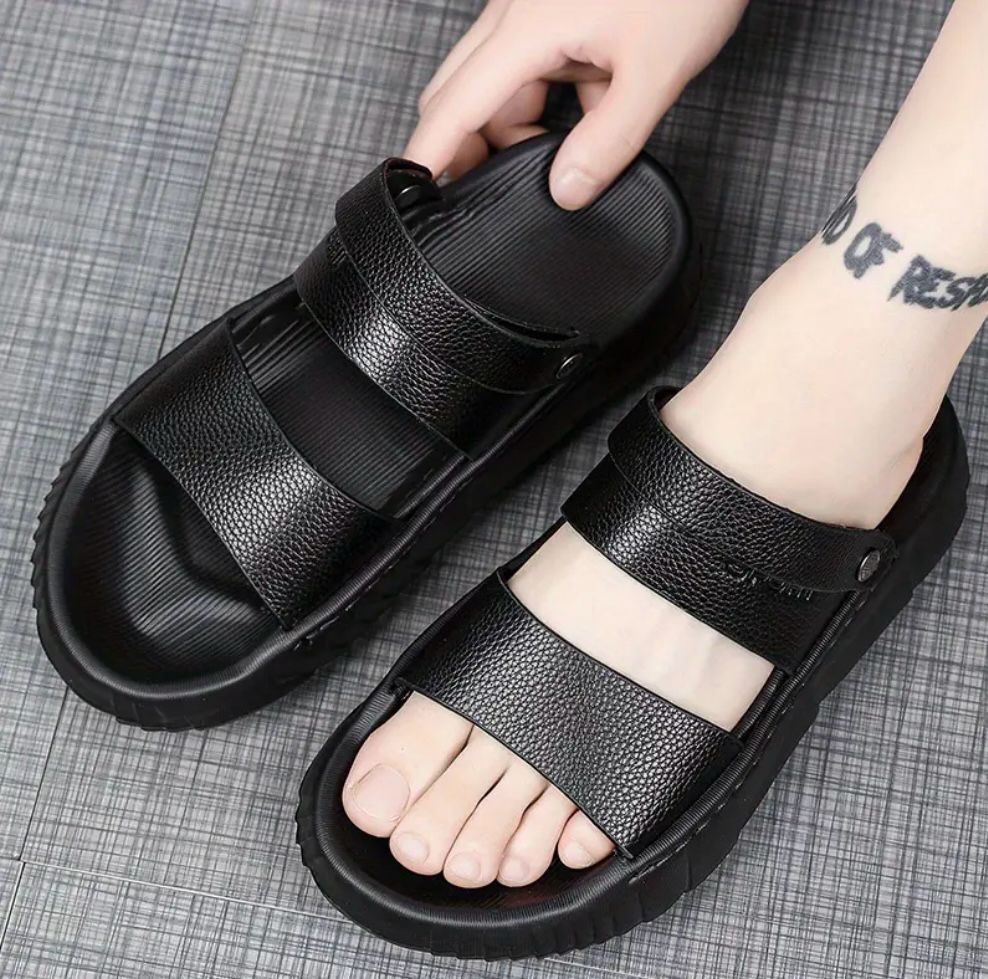 Men's Comfort Fit Dual Strap Sandals – Vegan Leather, Slip-Resistant          ⭐️⭐️⭐️⭐️☆ (324 reviews)