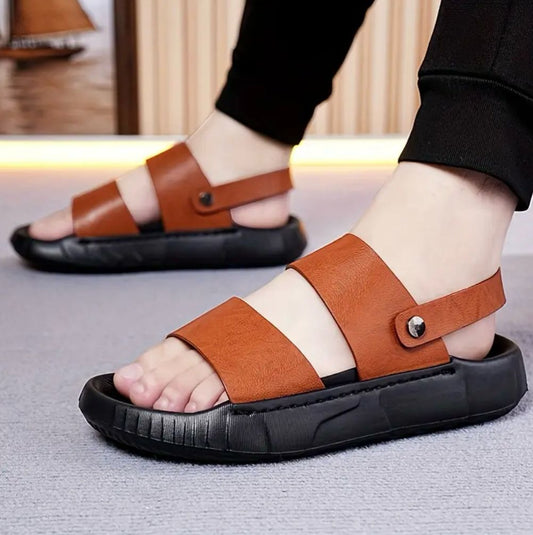 Men's Comfort Fit Dual Strap Sandals – Vegan Leather, Slip-Resistant          ⭐️⭐️⭐️⭐️☆ (324 reviews)
